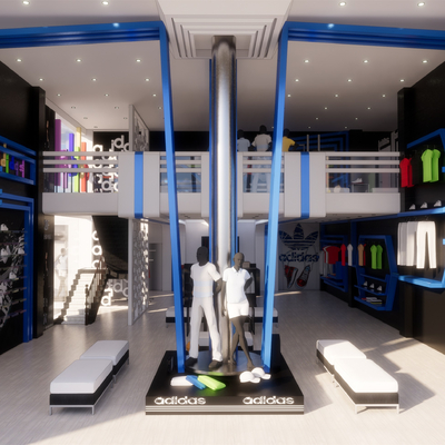 现代Adidas专卖店su模型 