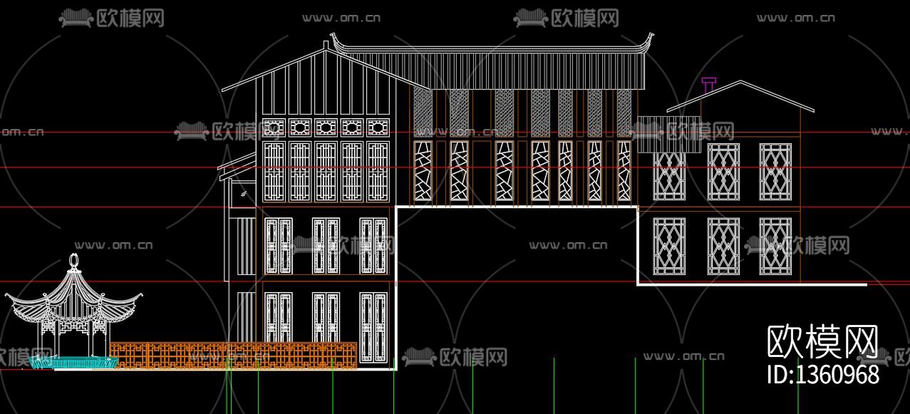 四合院cad图纸下载（渲染图4）