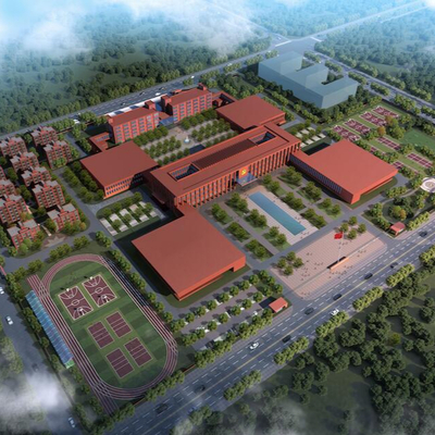  现代学校鸟瞰su模型 