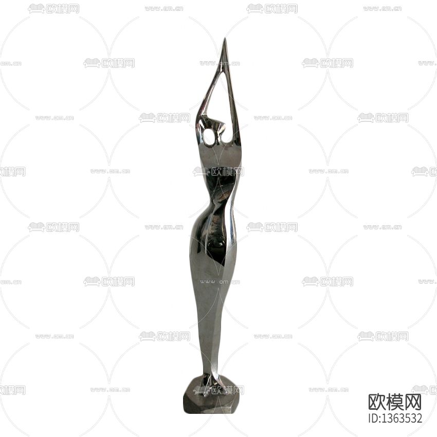 现代简约不锈钢抽象人物雕塑下载