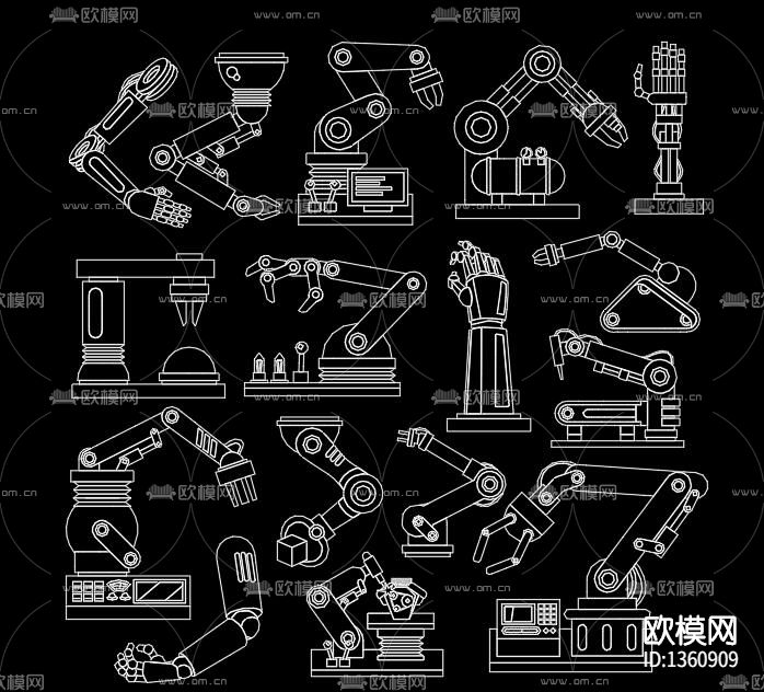 机械手臂cad图库下载（渲染图1）