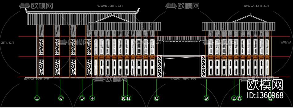 四合院cad图纸下载（渲染图2）