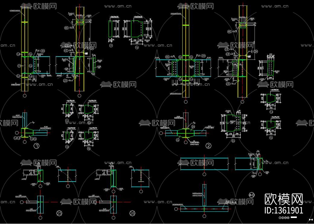 全钢结构展示厅cad图纸下载（渲染图4）
