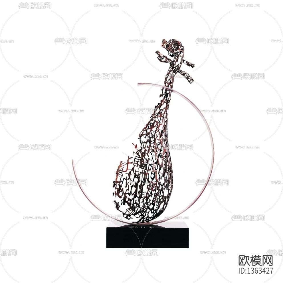 新中式轻奢不锈钢琵琶摆件下载