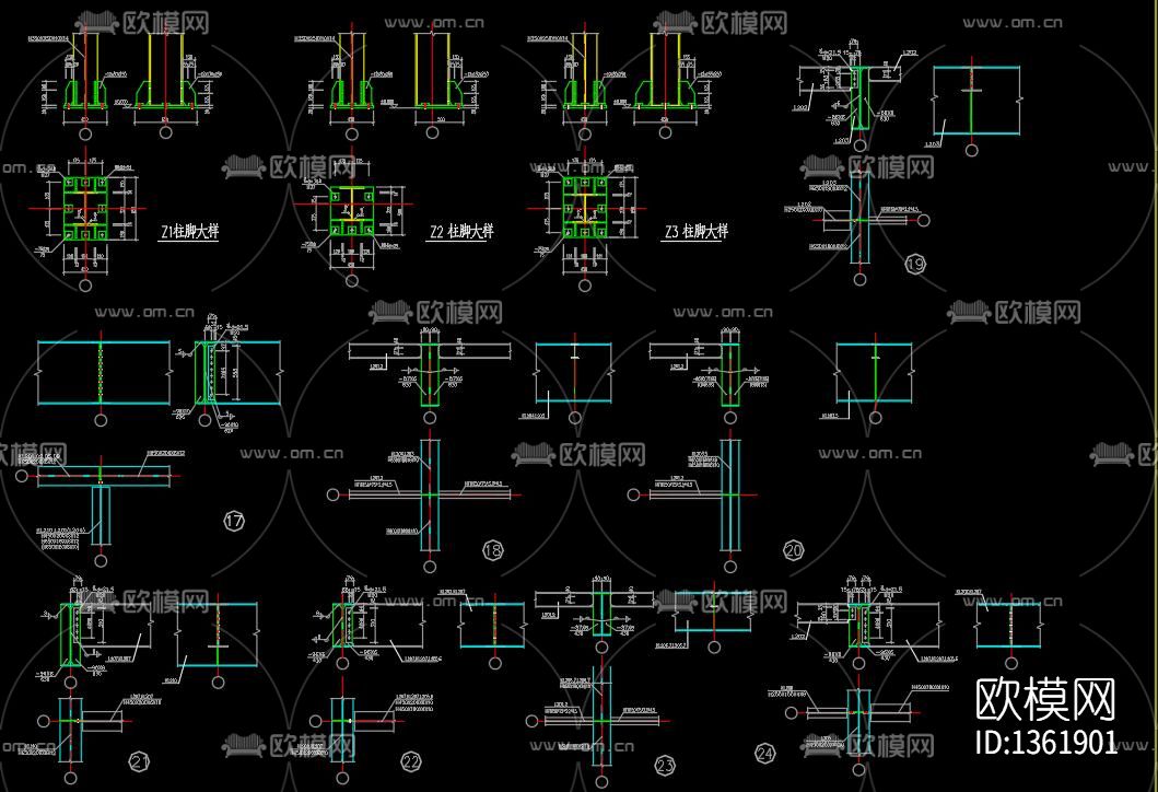 全钢结构展示厅cad图纸下载（渲染图1）