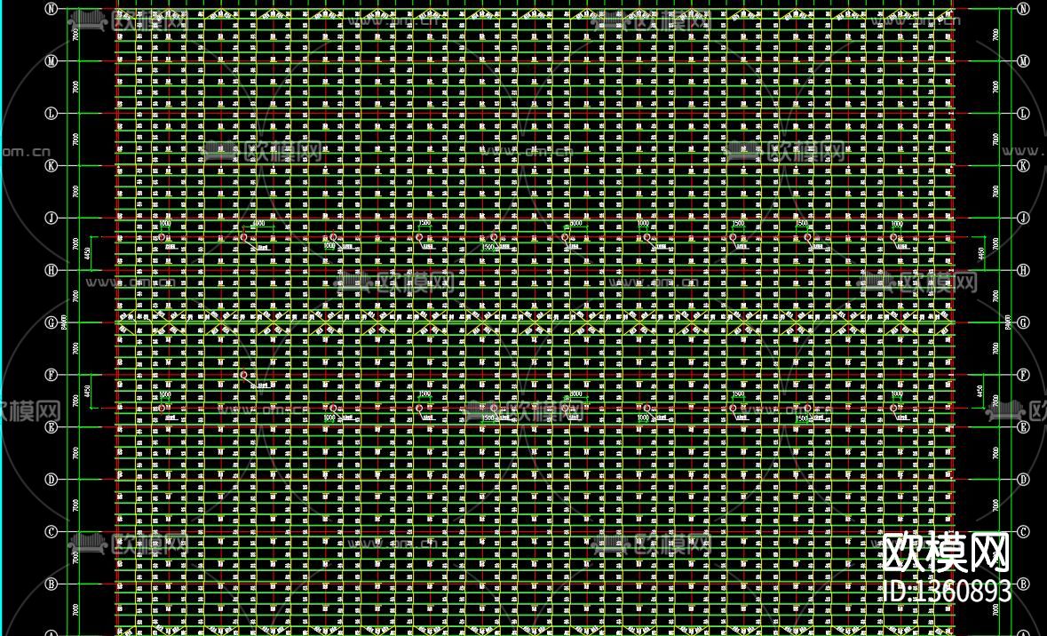 重钢厂房结构cad施工图下载（渲染图9）