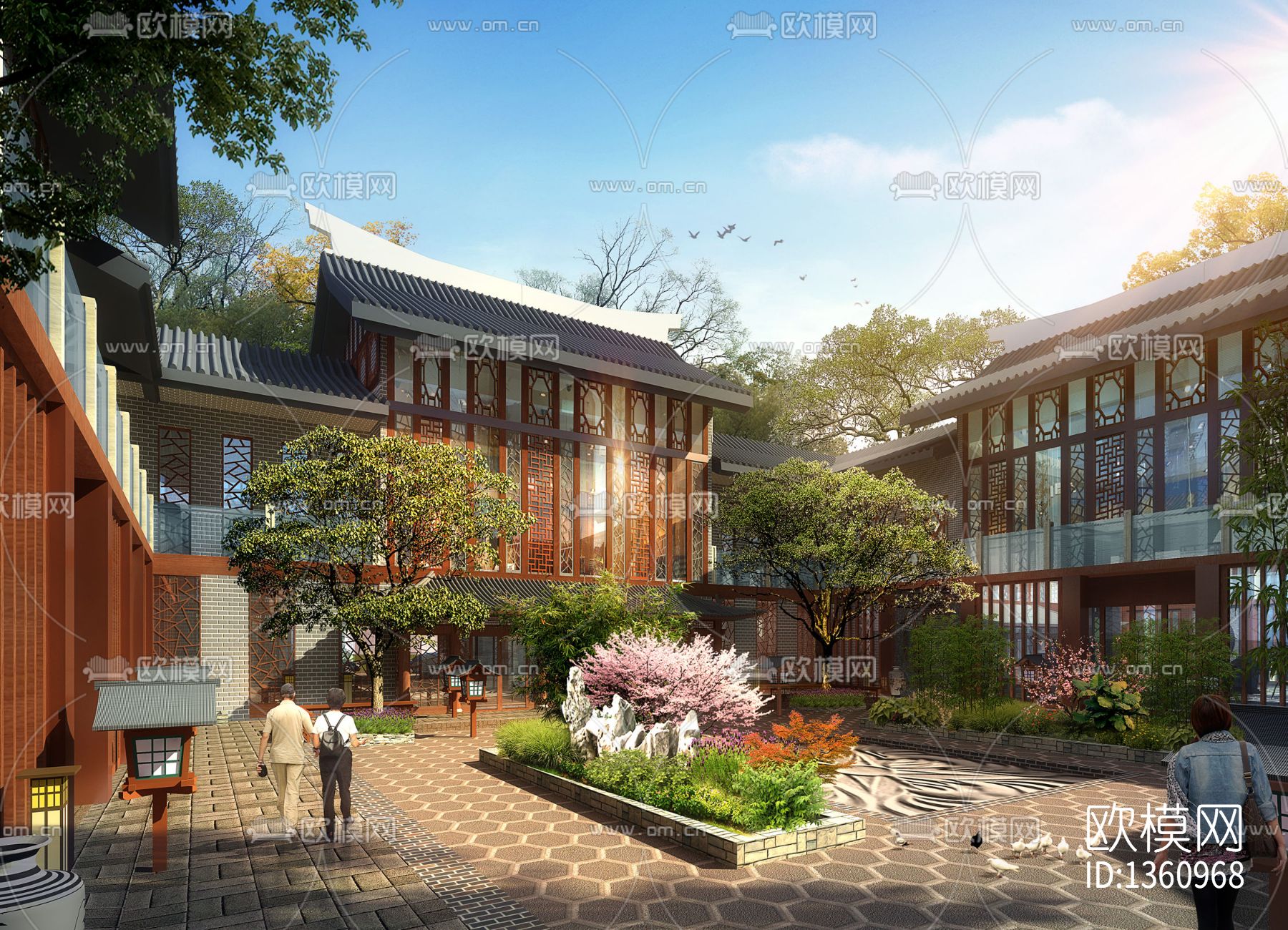 四合院cad图纸下载（渲染图8）