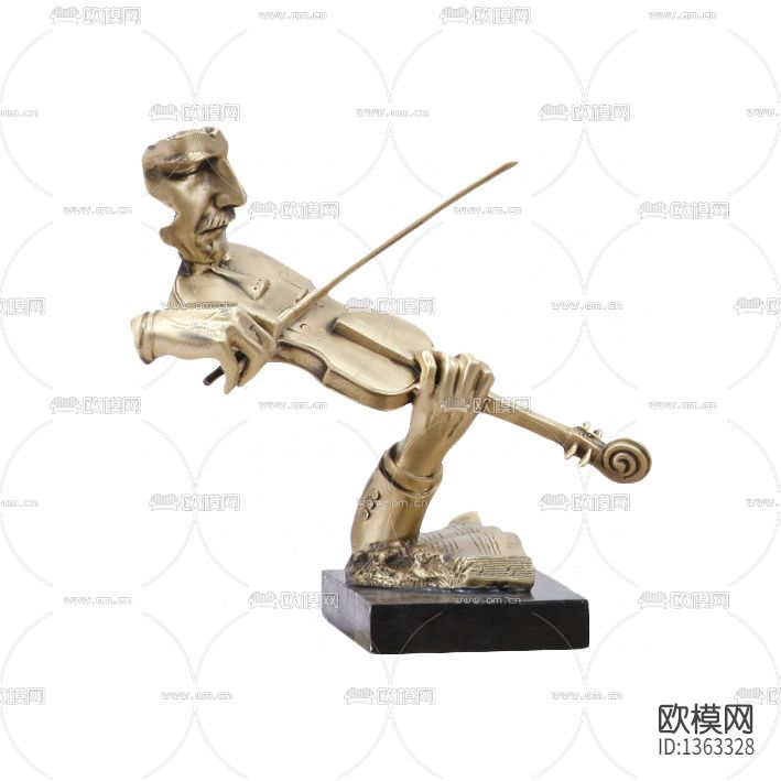 现代轻奢纯铜小提琴乐手雕塑下载