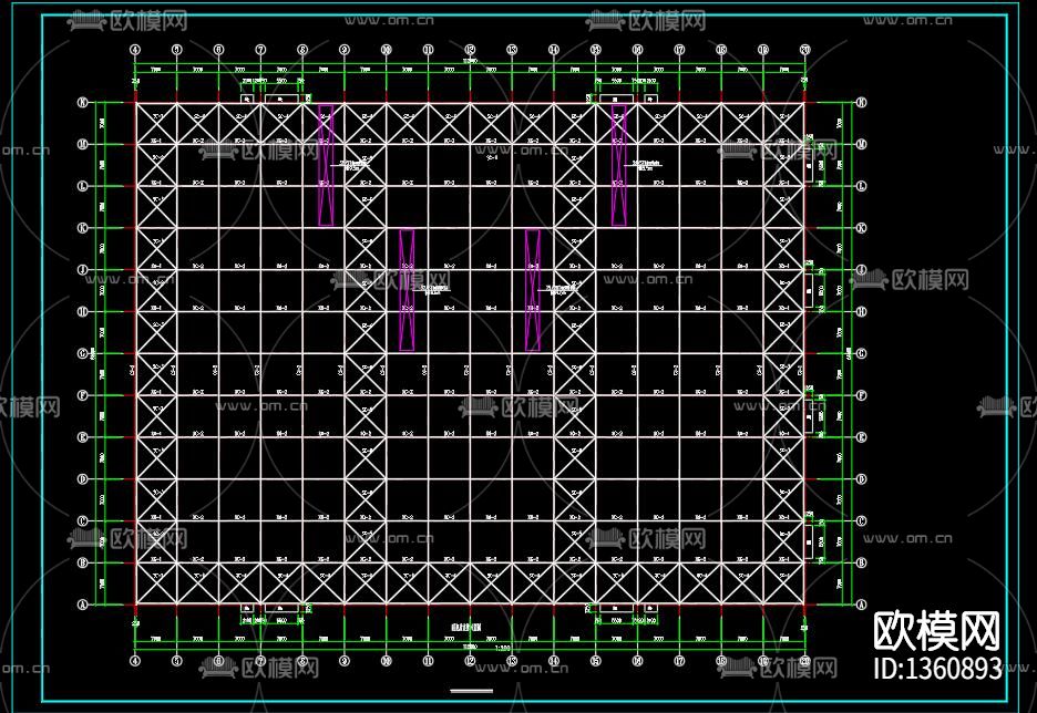 重钢厂房结构cad施工图下载（渲染图4）
