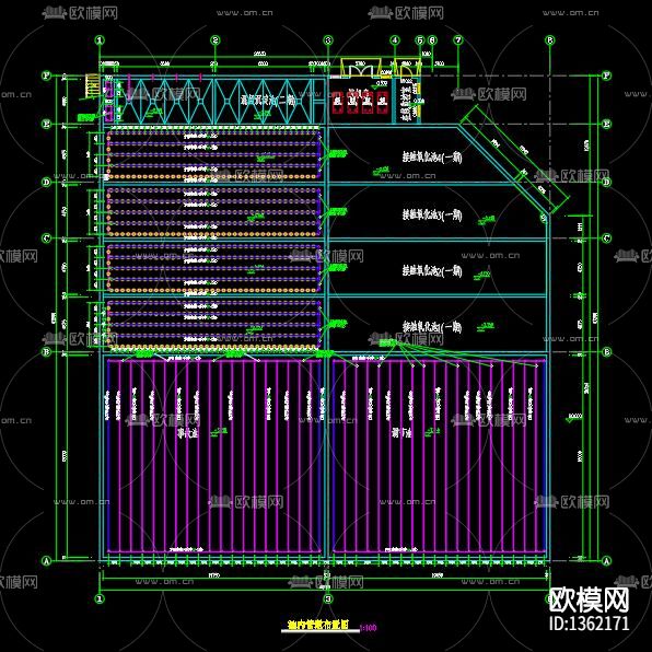 污水处理工程一体化池cad施工图下载（渲染图2）