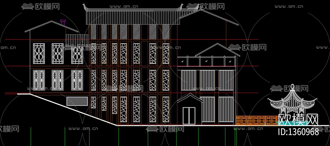 四合院cad图纸下载（渲染图3）