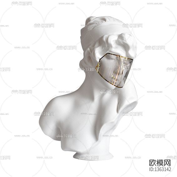 现代简约石膏人像雕塑金属面具雕塑下载