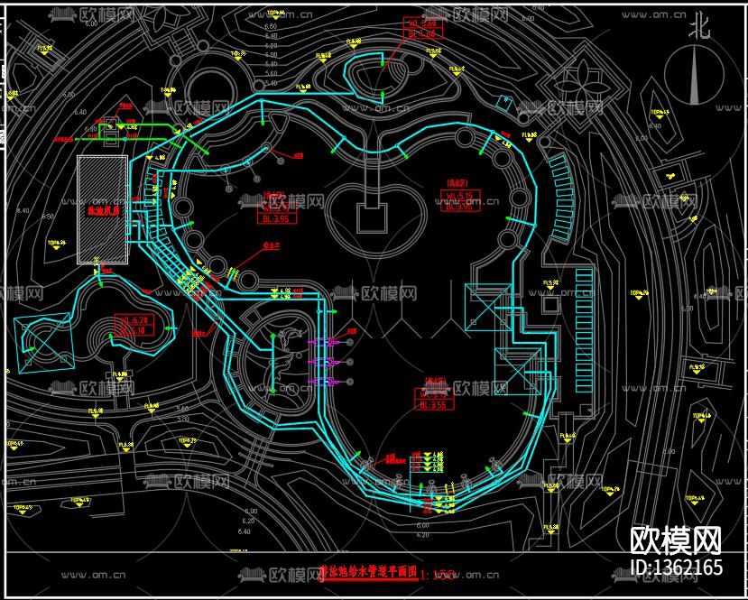 温泉游泳池cad施工图下载（渲染图7）