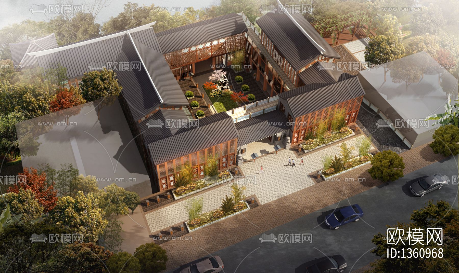 四合院cad图纸下载（渲染图9）