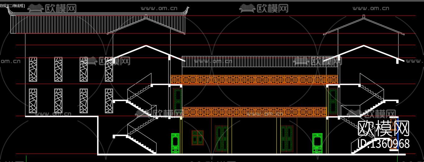 四合院cad图纸下载（渲染图6）