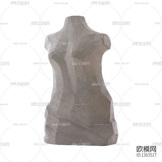 现代简约实木半身人像雕塑下载