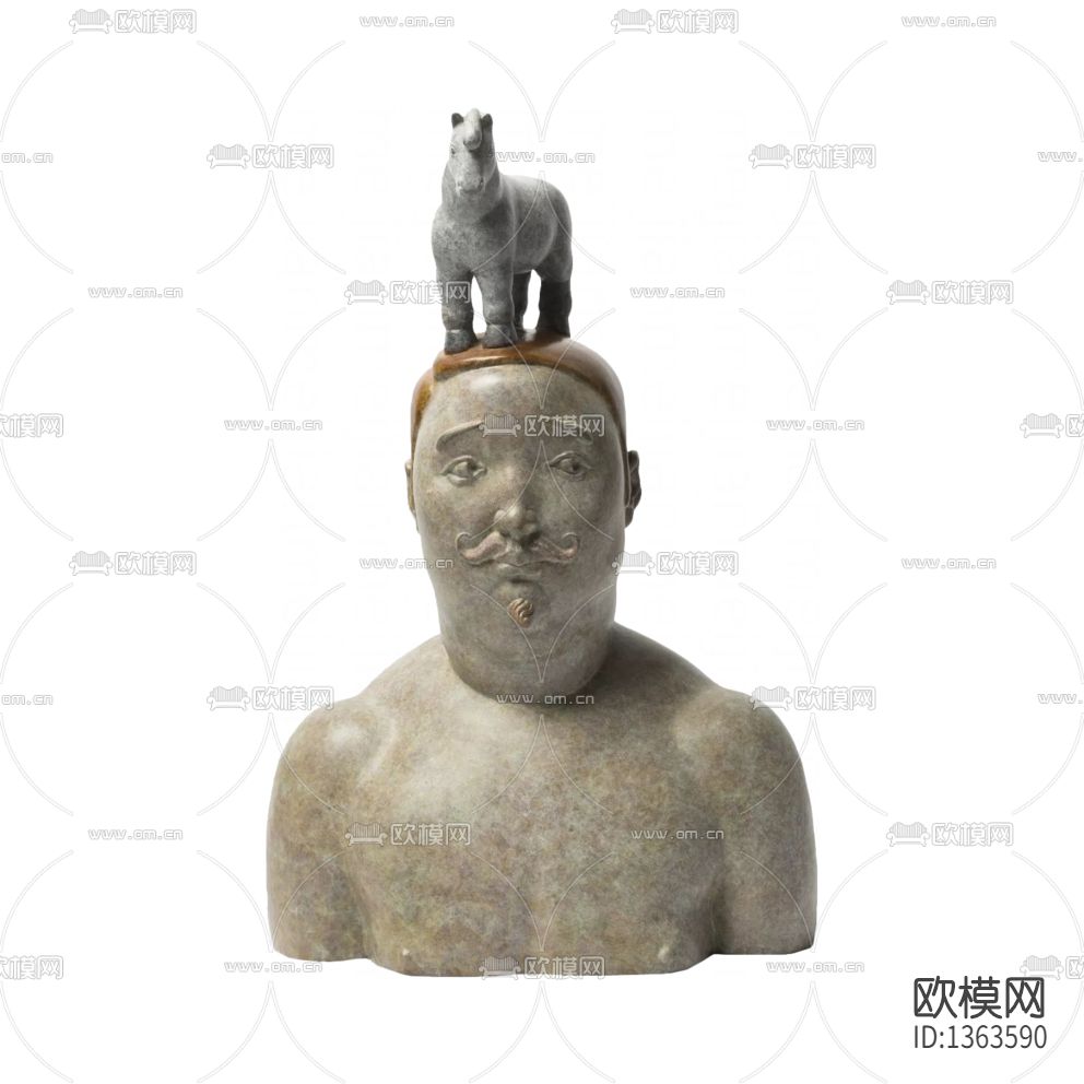 北欧简约陶瓷大叔人物雕塑下载