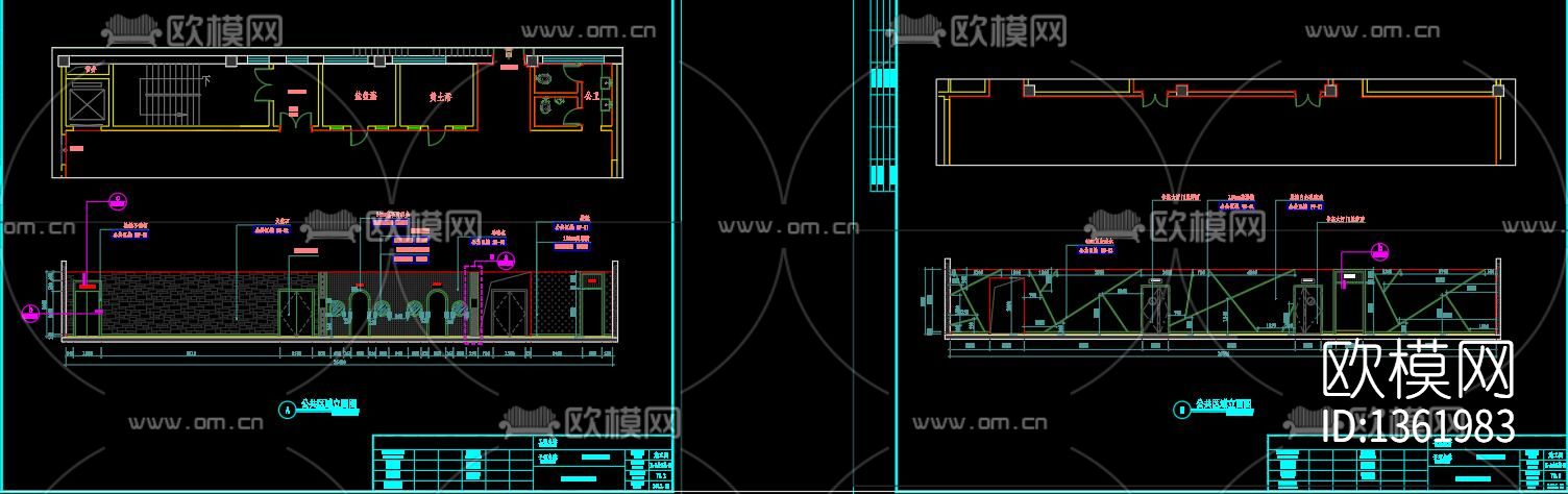 洗浴中心装修设计cad施工图下载（渲染图5）