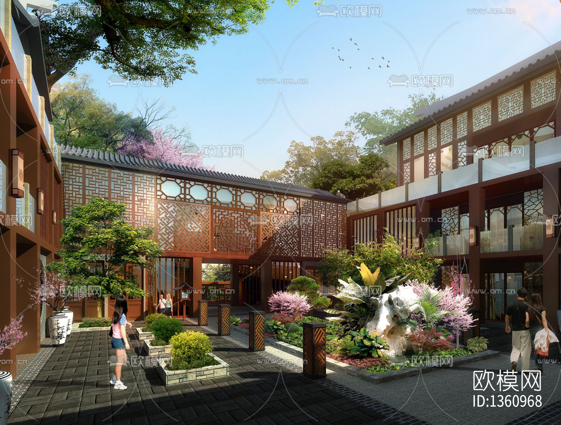 四合院cad图纸下载（渲染图10）