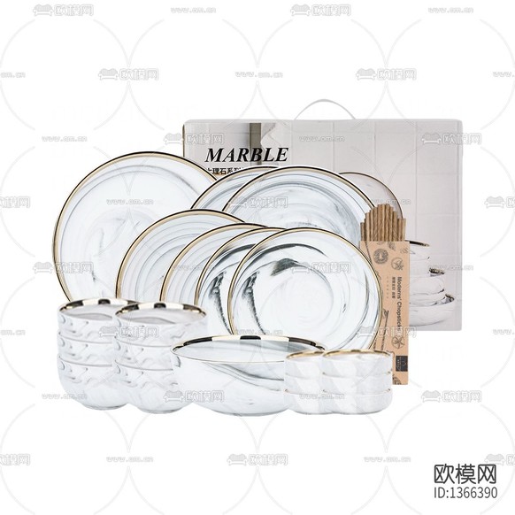 簡歐金邊大理石紋餐具下載