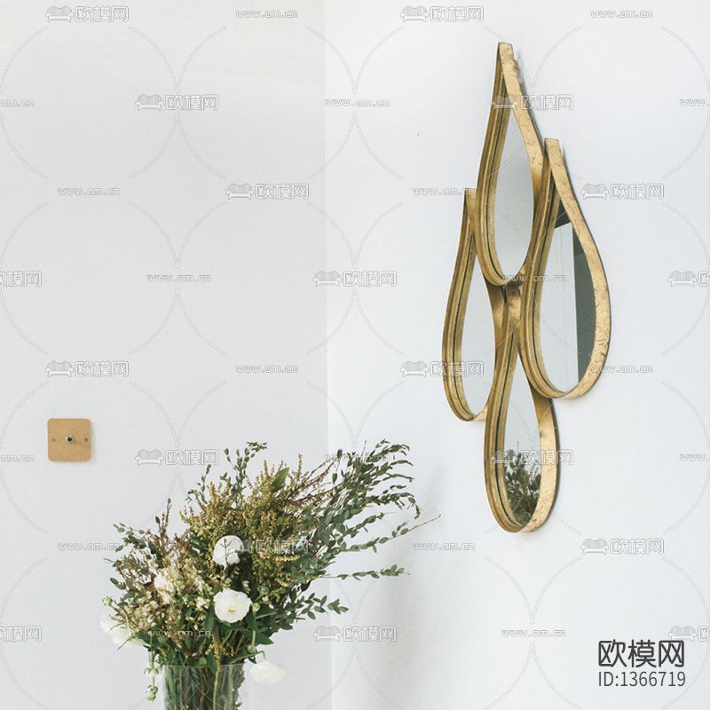 简欧实木水滴状浴室镜下载（渲染图2）