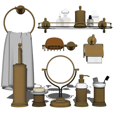  现代卫浴架毛巾架su模型 