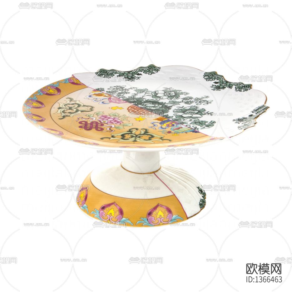 新中式复古陶瓷彩釉雕花水果盘下载