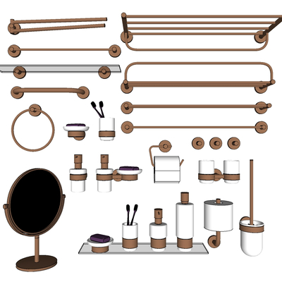  现代卫浴架毛巾架su模型 