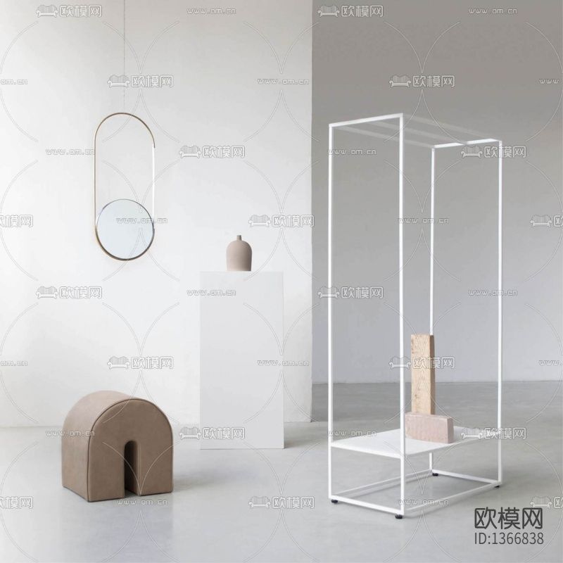 北欧简约不锈钢椭圆穿衣镜