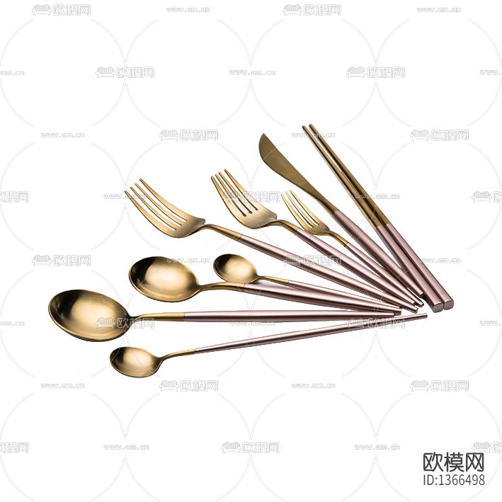 现代简约玫瑰金不锈钢餐具下载