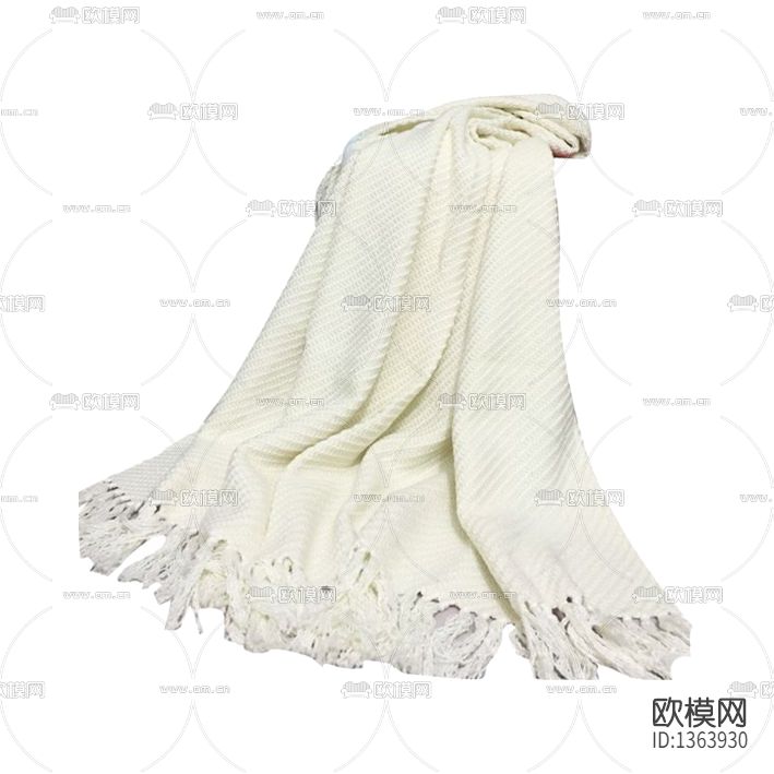 现代简约白色布艺流苏搭巾