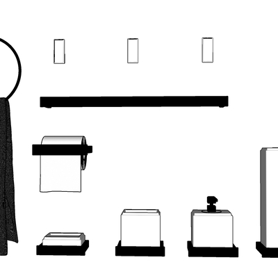 现代毛巾架su模型 
