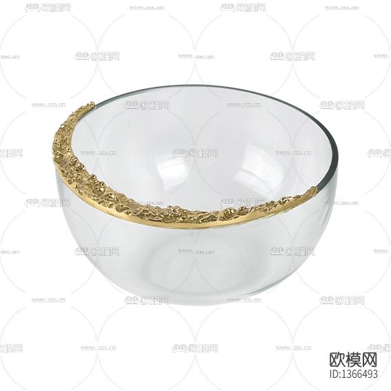 现代简约金色环月玻璃碗