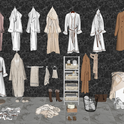  现代衣架毛巾su模型 