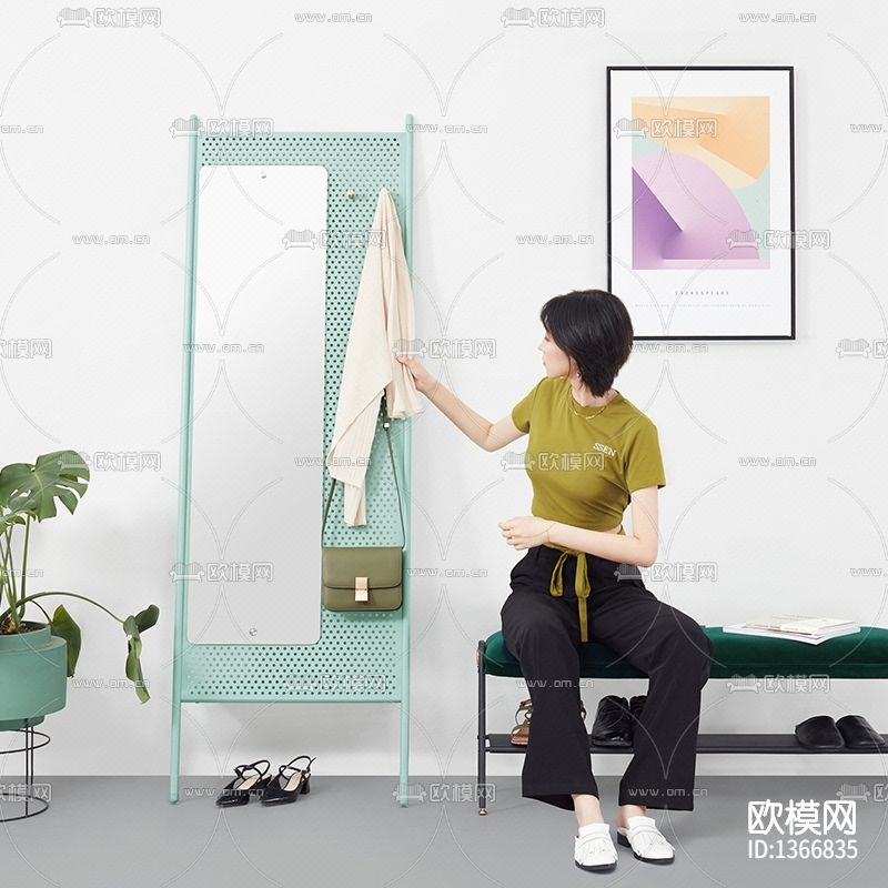 北欧简约铁艺全身试衣镜