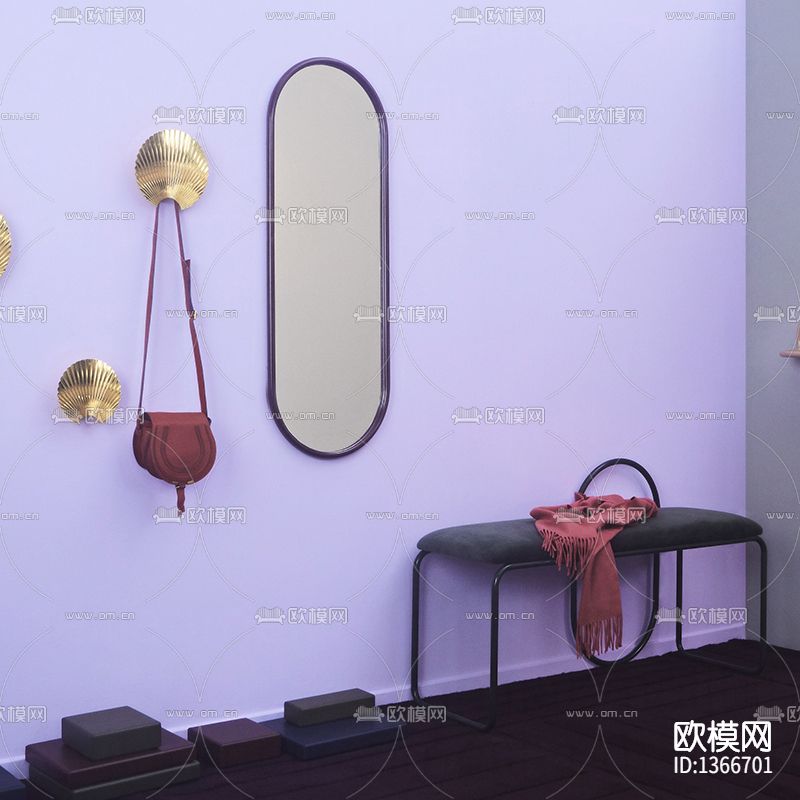现代简约椭圆形不锈钢穿衣镜