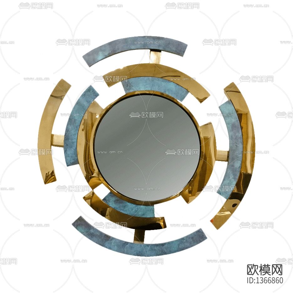 现代轻奢不锈钢大理石圆形装饰镜