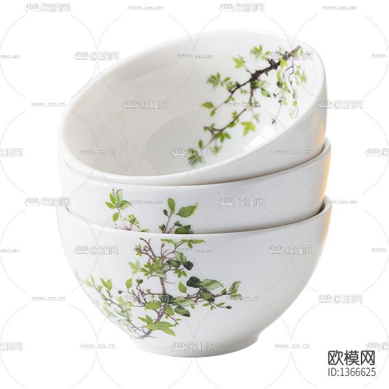 现代简约釉下彩绘树枝陶瓷餐具