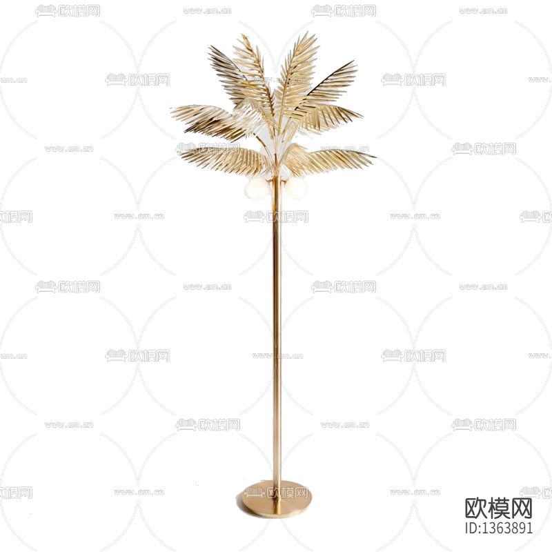 现代轻奢不锈钢椰树落地灯下载