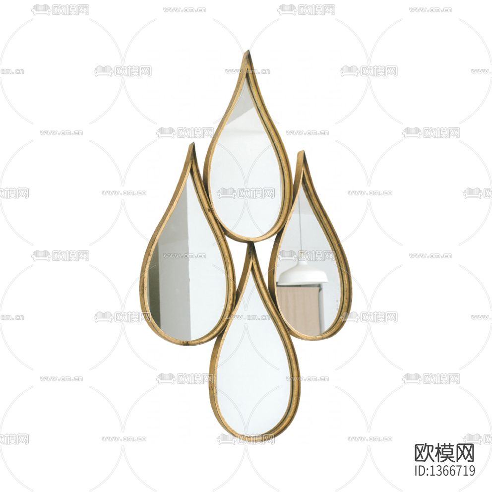 简欧实木水滴状浴室镜下载（渲染图1）