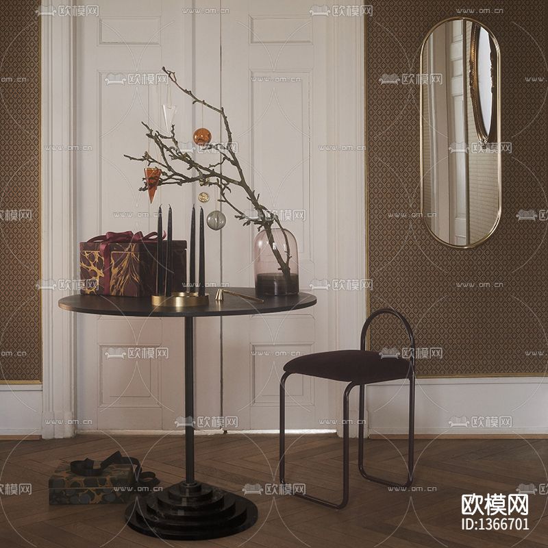 现代简约椭圆形不锈钢穿衣镜