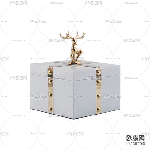 现代轻奢实木烤漆金属驯鹿装饰盒