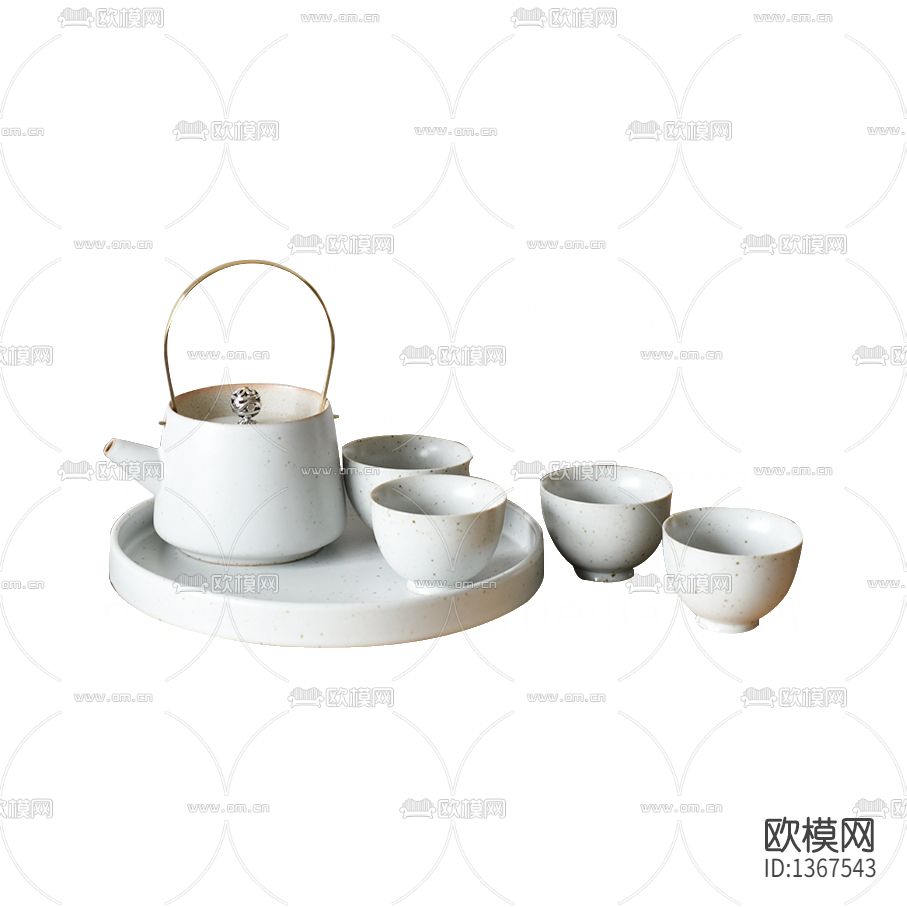新中式禅意陶瓷白色茶具套件下载