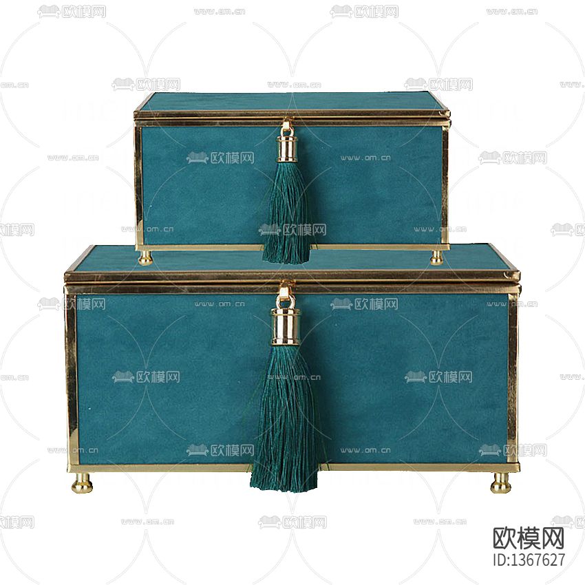 新中式轻奢实木绒布金边装饰盒下载