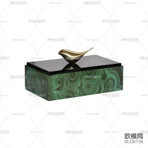 现代轻奢黑色盖子铜鸟装饰盒