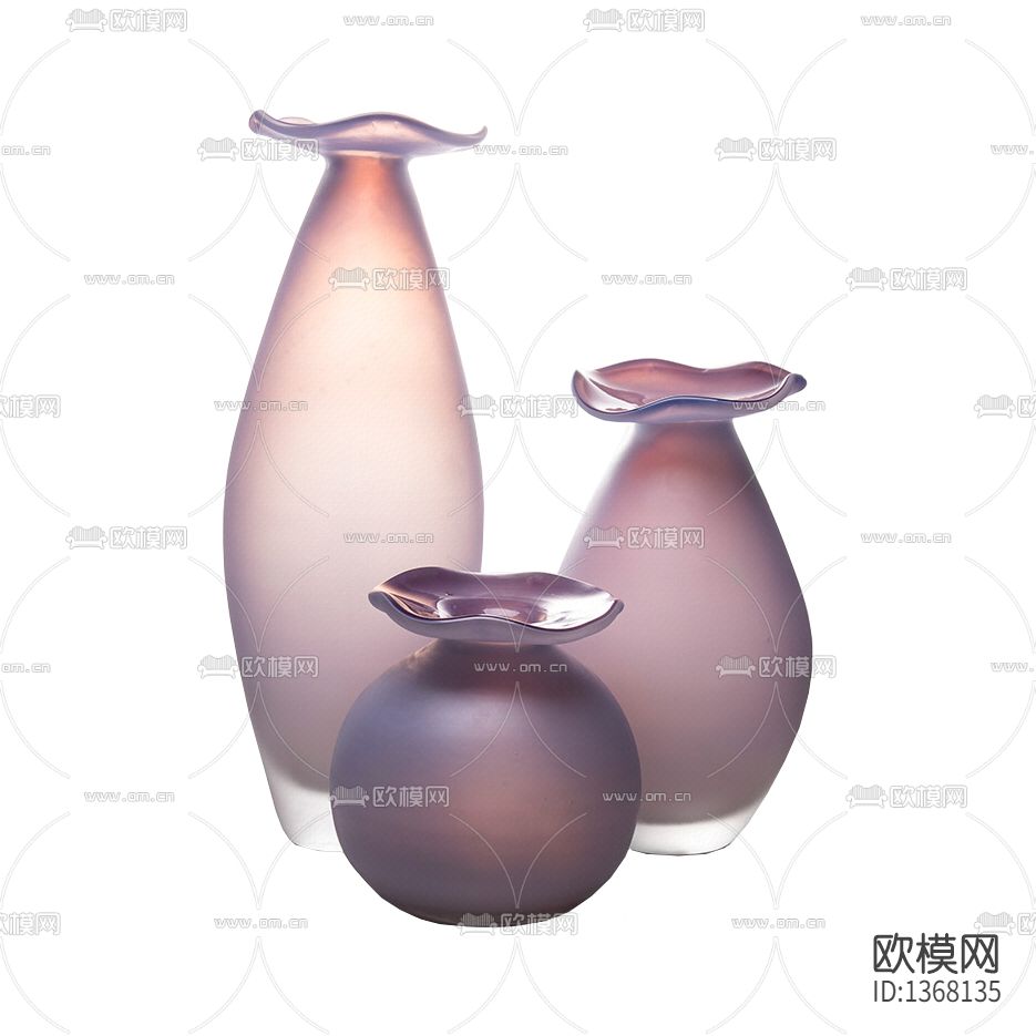 现代极简淡紫色透明玻璃花器