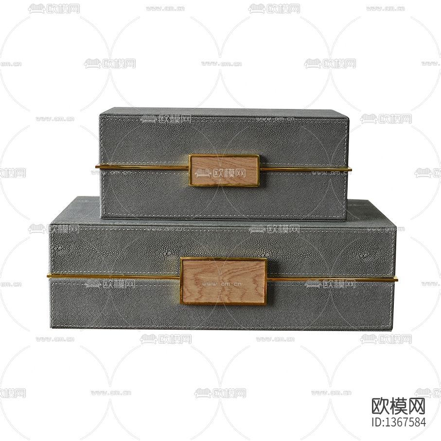 现代轻奢皮革金边装饰盒