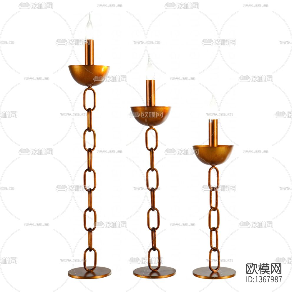 美式轻奢黄铜色铁链烛台下载