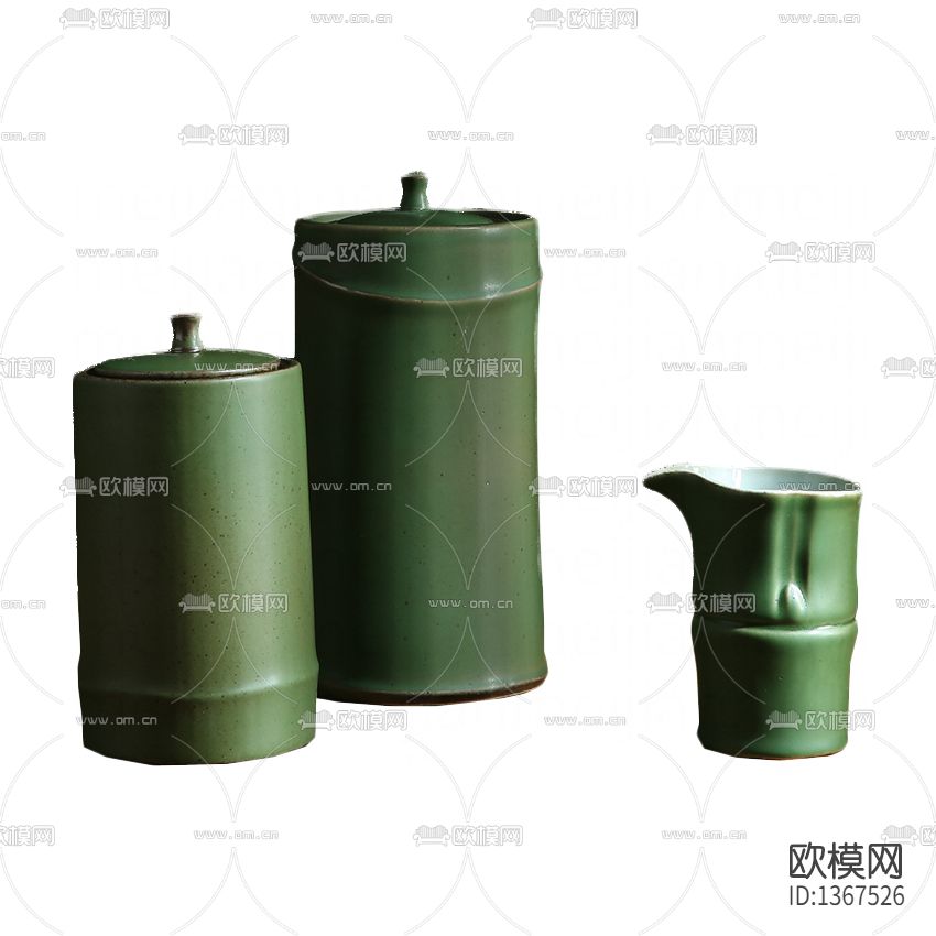 新中式禅意竹子陶瓷茶具套件下载