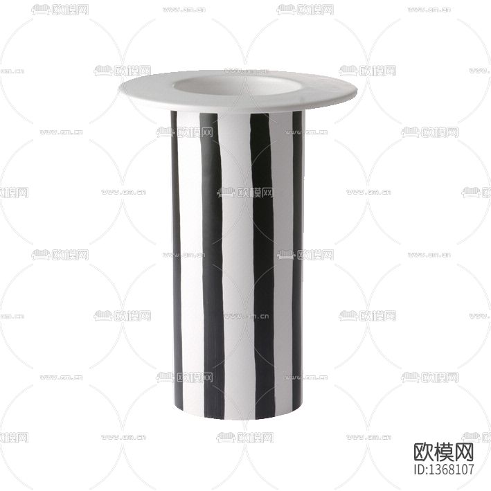 现代简约黑白色陶瓷绅士帽花器下载